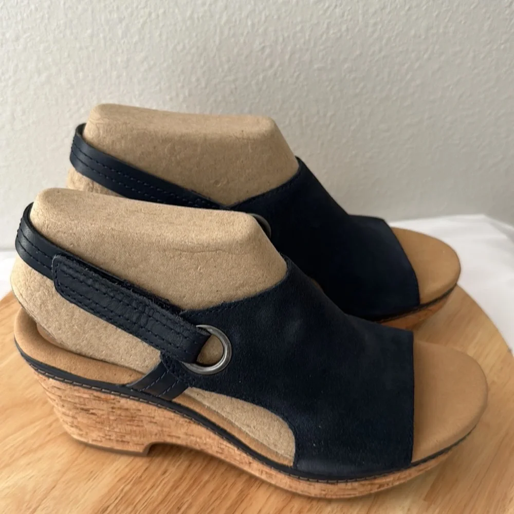 Clarks Collection Suede Cork Wedges - Giselle Sea
